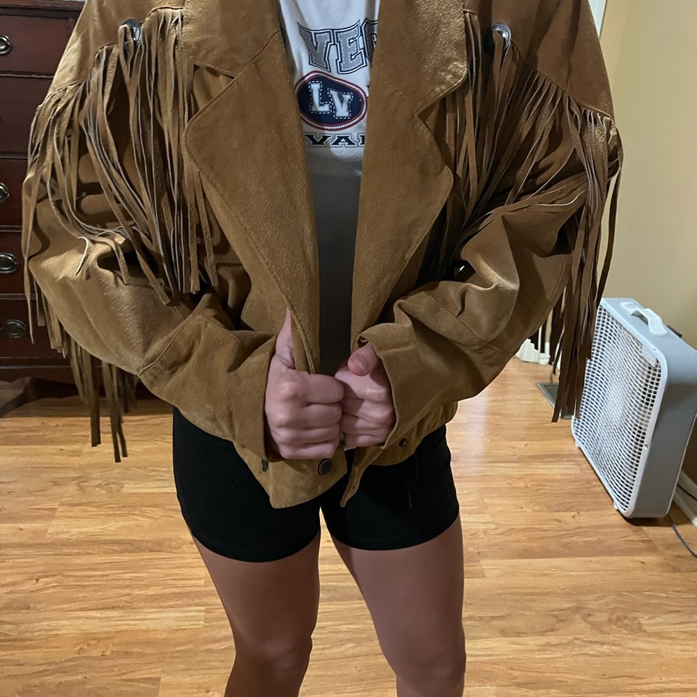 Pelle Pelle Brown Leather Fringe Jacket